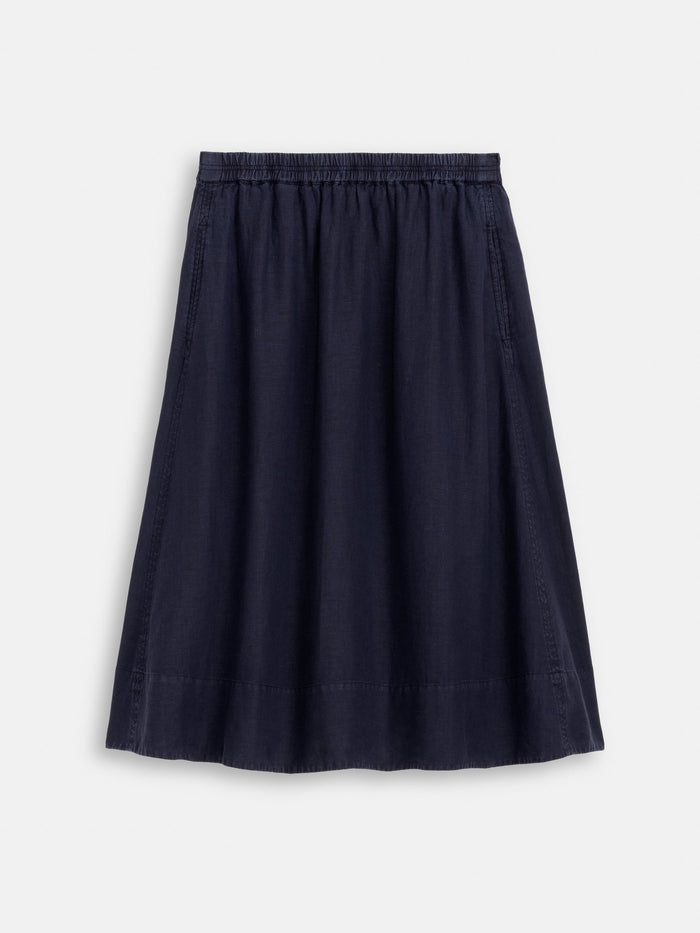 Maddie Skirt in Linen - Dark Navy