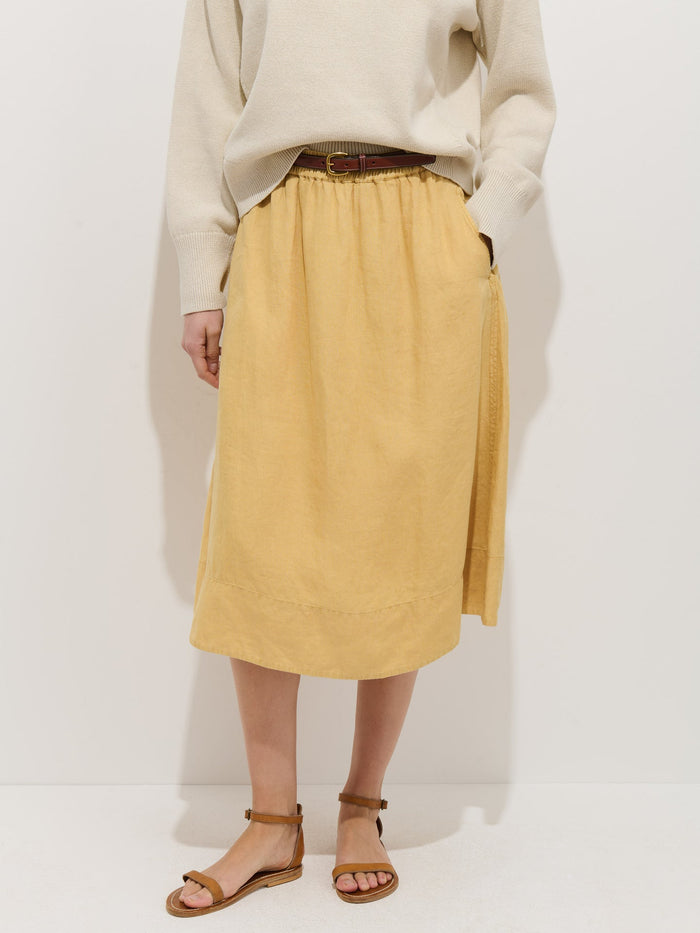 Maddie Skirt in Linen - Light Sienna