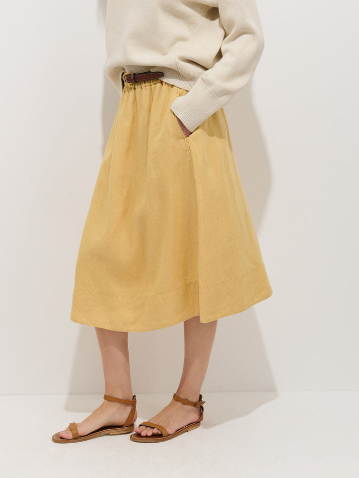 Maddie Skirt in Linen - Light Sienna