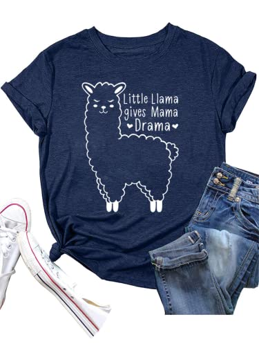 Mama Llama Tees Women Little Llama Gives Mama Drama T-Shirt