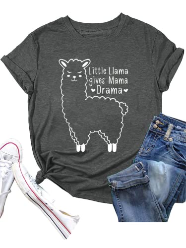Mama Llama Tees Women Little Llama Gives Mama Drama T-Shirt