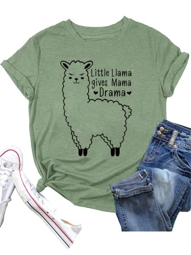 Mama Llama Tees Women Little Llama Gives Mama Drama T-Shirt