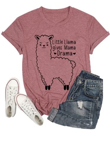 Mama Llama Tees Women Little Llama Gives Mama Drama T-Shirt
