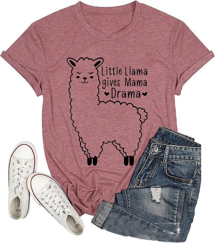 Mama Llama Tees Women Little Llama Gives Mama Drama T-Shirt