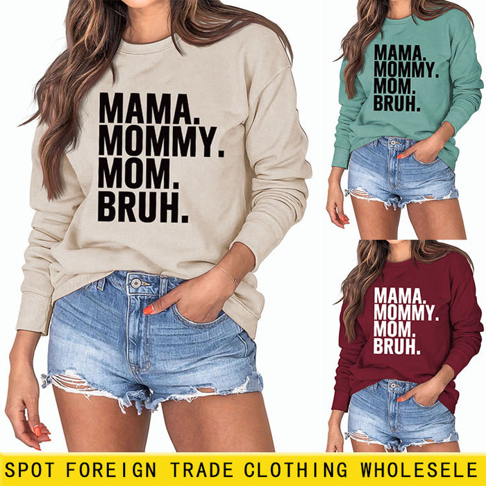 MAMA MOMMY MOM Fashion Letter New Long Sleeve Round Neck Sweater