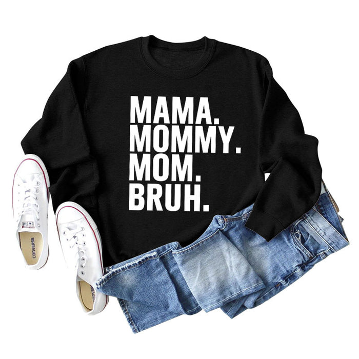 MAMA MOMMY MOM Fashion Letter New Long Sleeve Round Neck Sweater