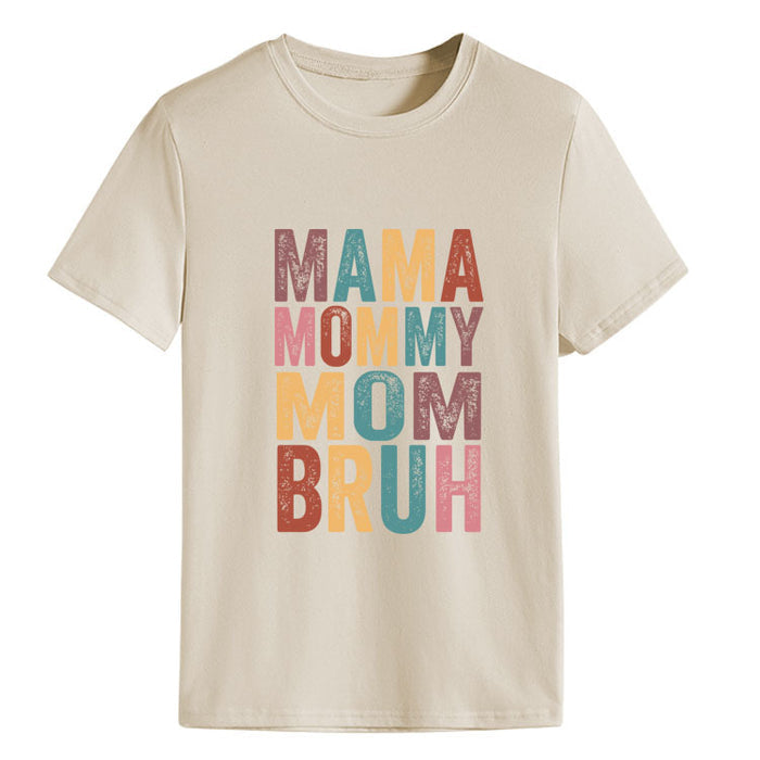 MAMA MOMMY MOM Letter Fashion Round Neck Loose Short Sleeve T-Shirt