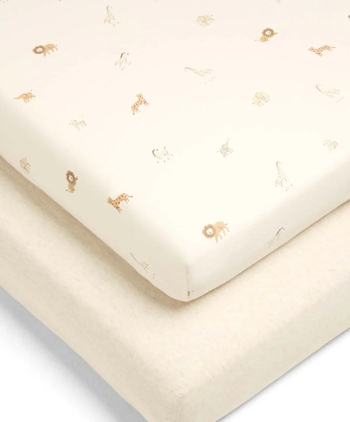 Two stacked Marl fitted sheets from Mamas & Papas Born to be Wild Safari multipack