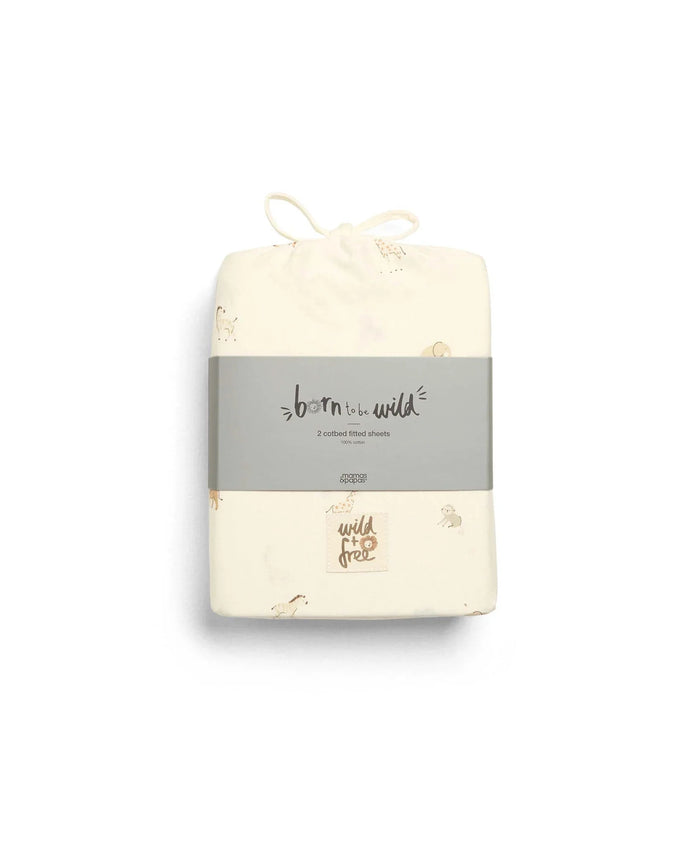 Cream-colored baby blanket with gray band from Mamas & Papas Wild Safari marl fitted sheets multipack