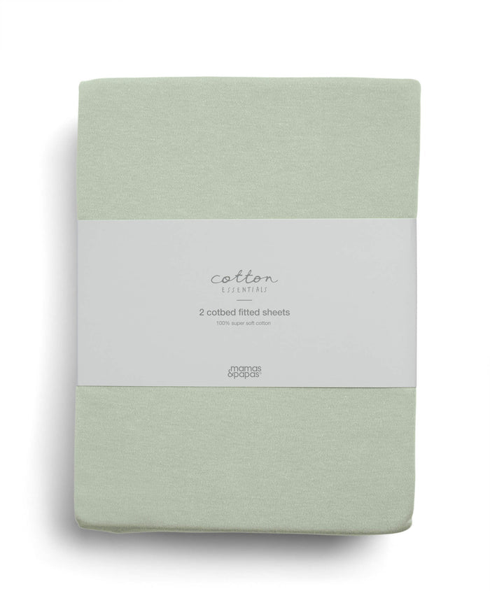 Mamas & Papas Cotton Essentials Cotbed Fitted Sheets (2 pack) - Sage