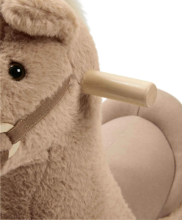 Papás rocking animal plush horse head with wooden handle for Toshi baby romper and Baby Romper Eva