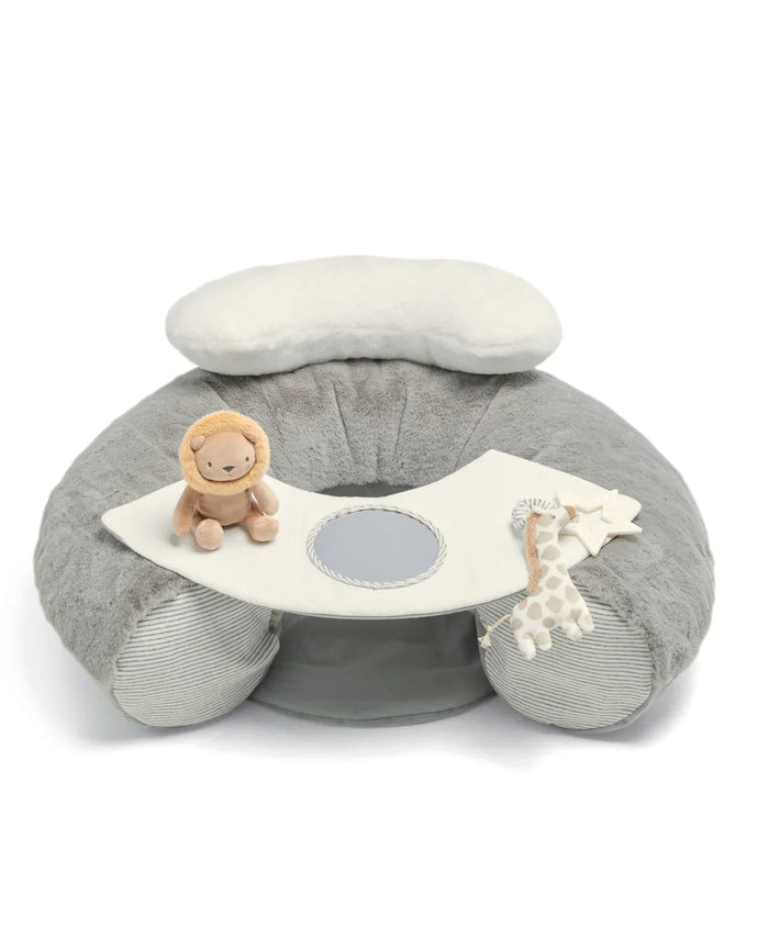 Gray plush baby seat with toys from MaMas & Papas Sit & Play play baby floor