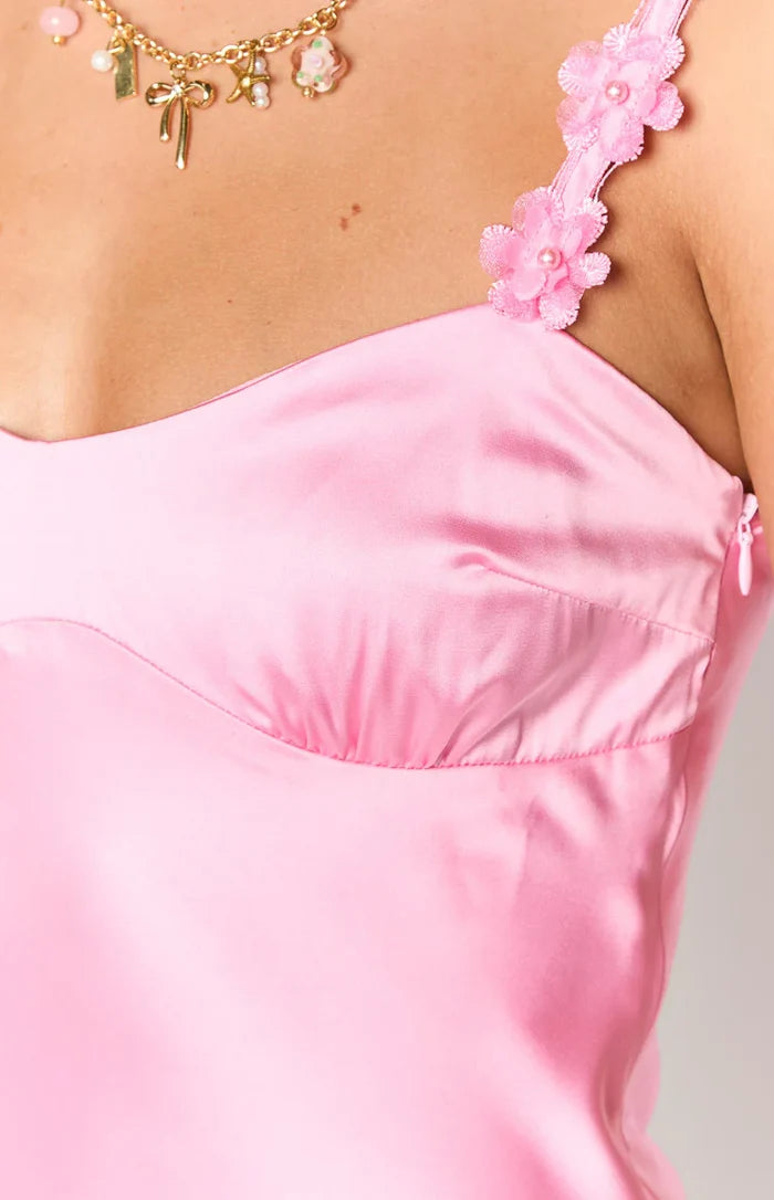Marbelle Hot Pink Satin Mini Dress