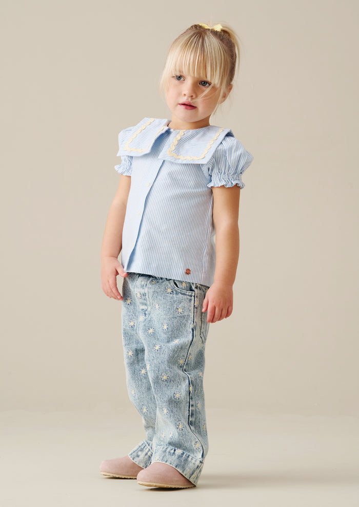 Margo Ric Rac Collar Stripe Top