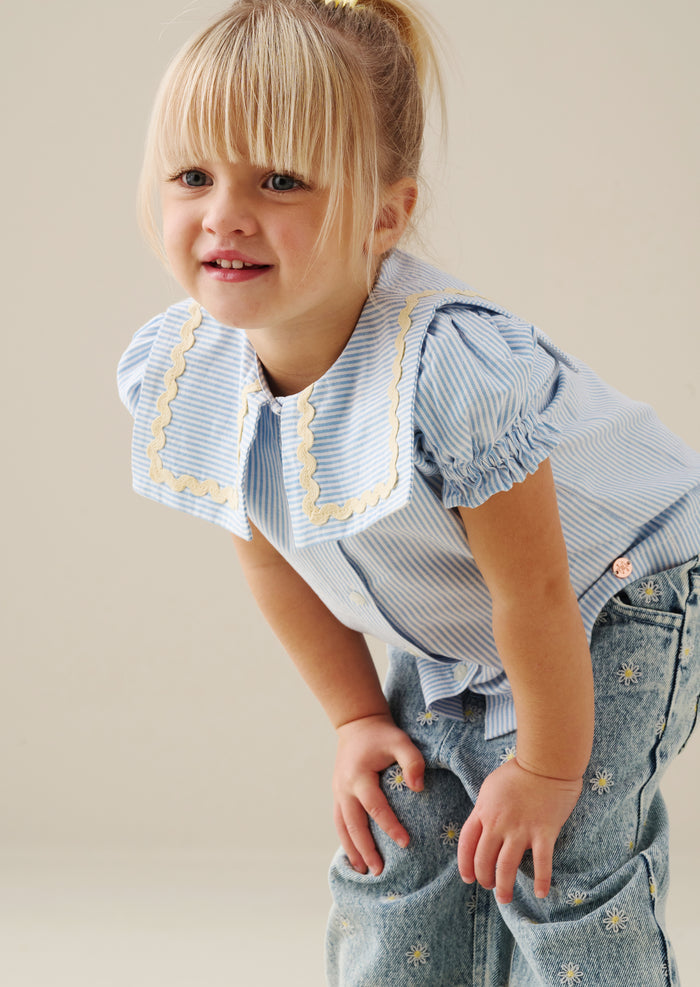 Margo Ric Rac Collar Stripe Top