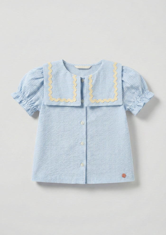 Margo Ric Rac Collar Stripe Top