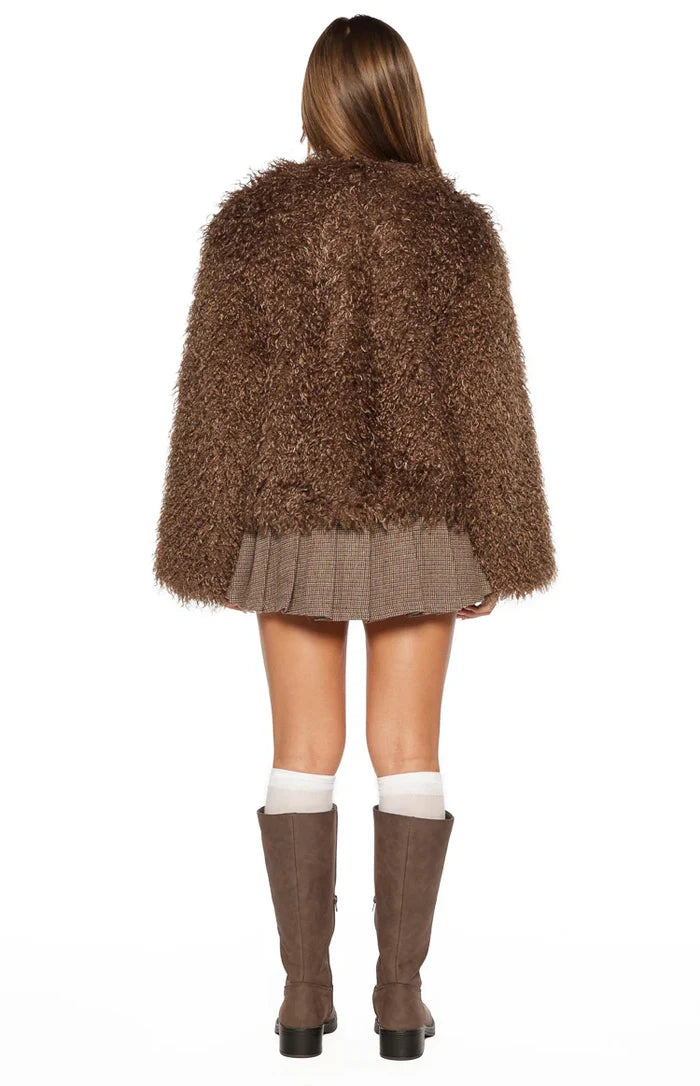 Margot Brown Shaggy Fur Jacket