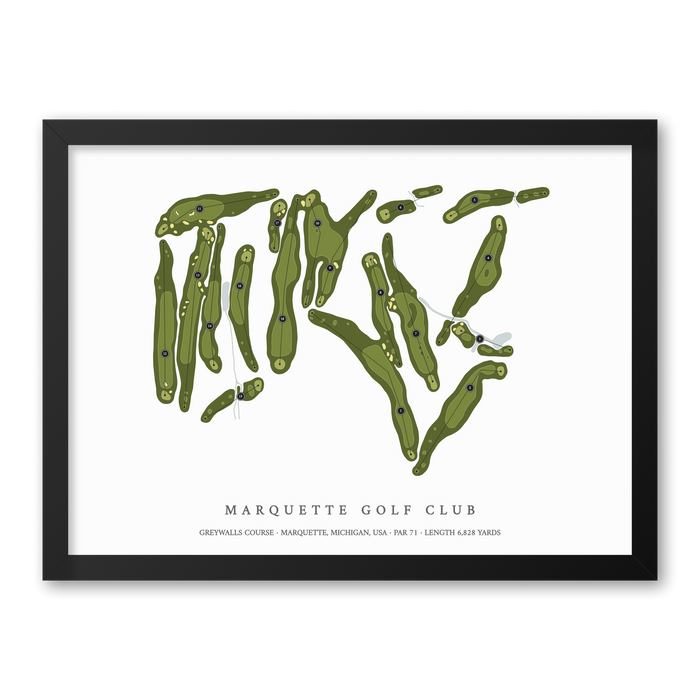 Marquette Golf Club - Greywalls Course | Golf Course Map | Black Frame