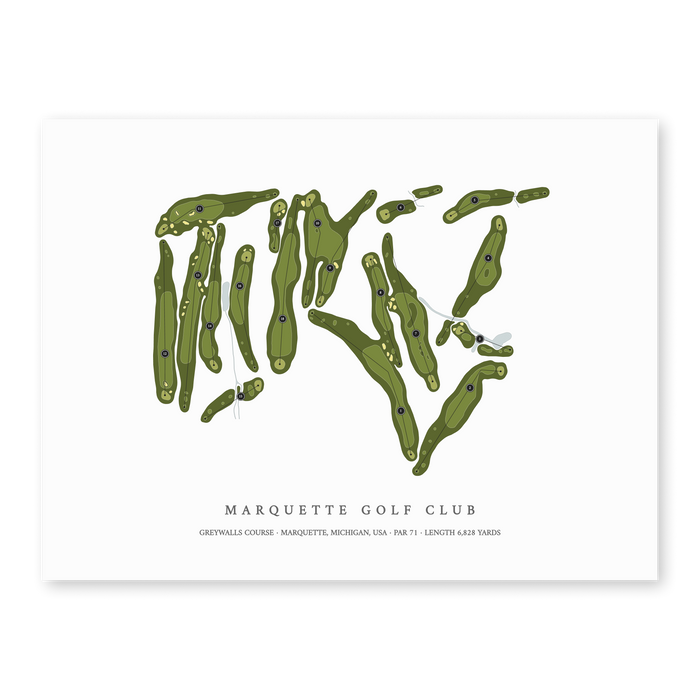 Marquette Golf Club - Greywalls Course | Golf Course Map | Unframed