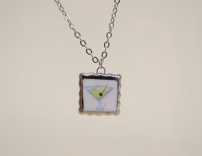 Martini Portrait Necklace - Silver