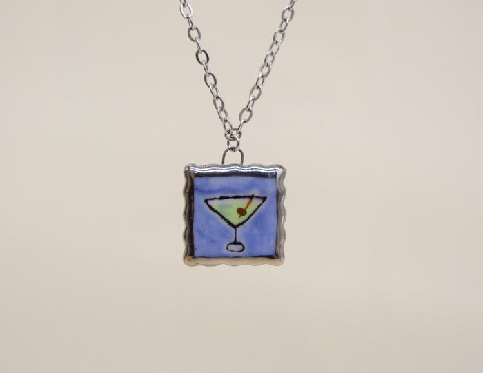 Martini Portrait Necklace - Silver