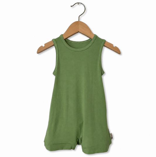 Matcha Sleeveless Shorty Romper Luxe Edition | Cotton Bamboo Blend