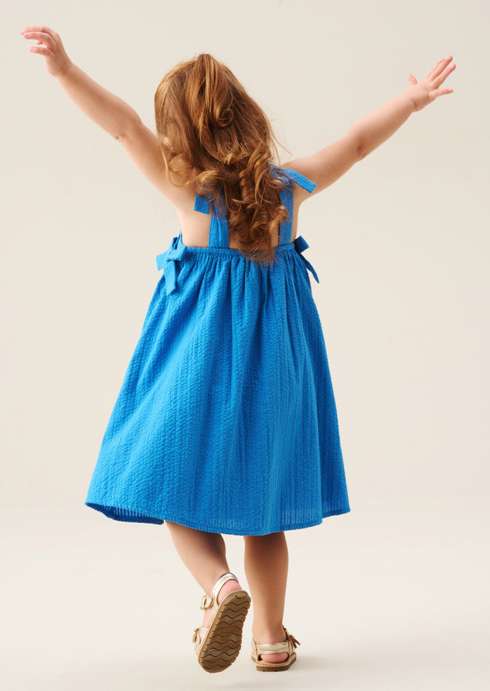 Matilda Blue Scalloped Bow Dress
