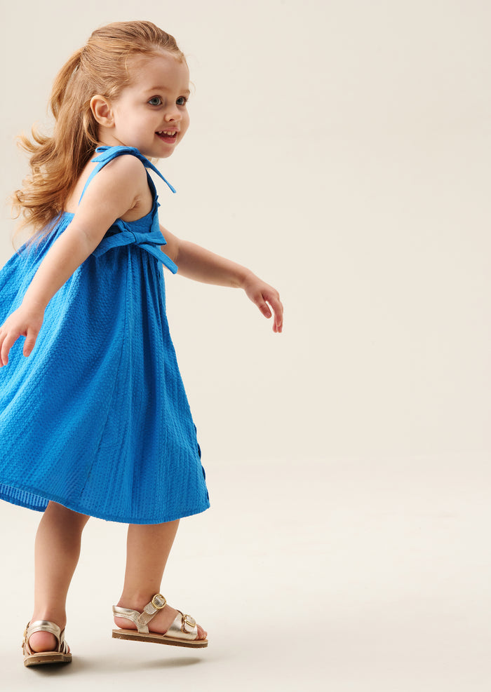 Matilda Blue Scalloped Bow Dress