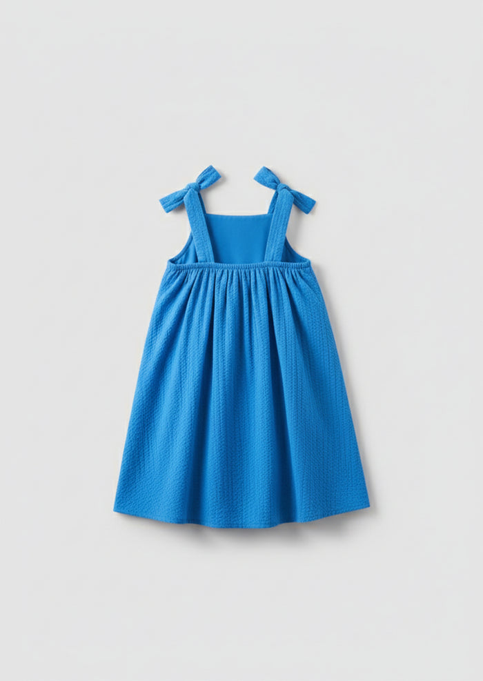 Matilda Blue Scalloped Bow Dress