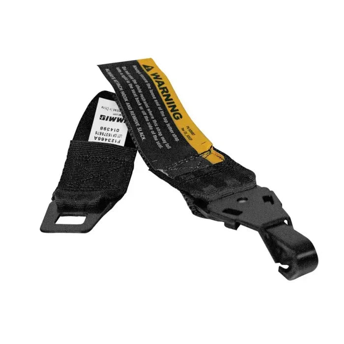 Black nylon tether extension straps with warning tag for baby strollers and extender straps 300mm