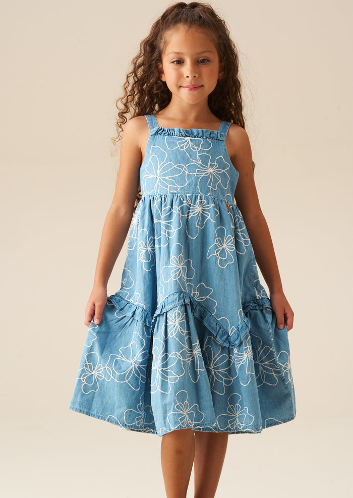 Maya Embroidered Denim Dress