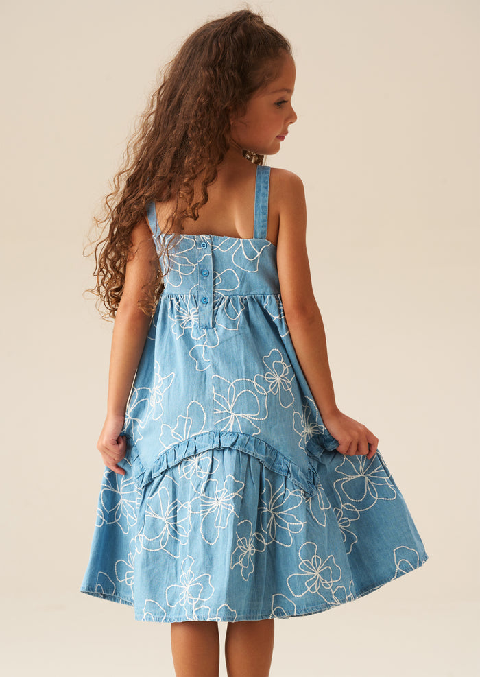 Maya Embroidered Denim Dress