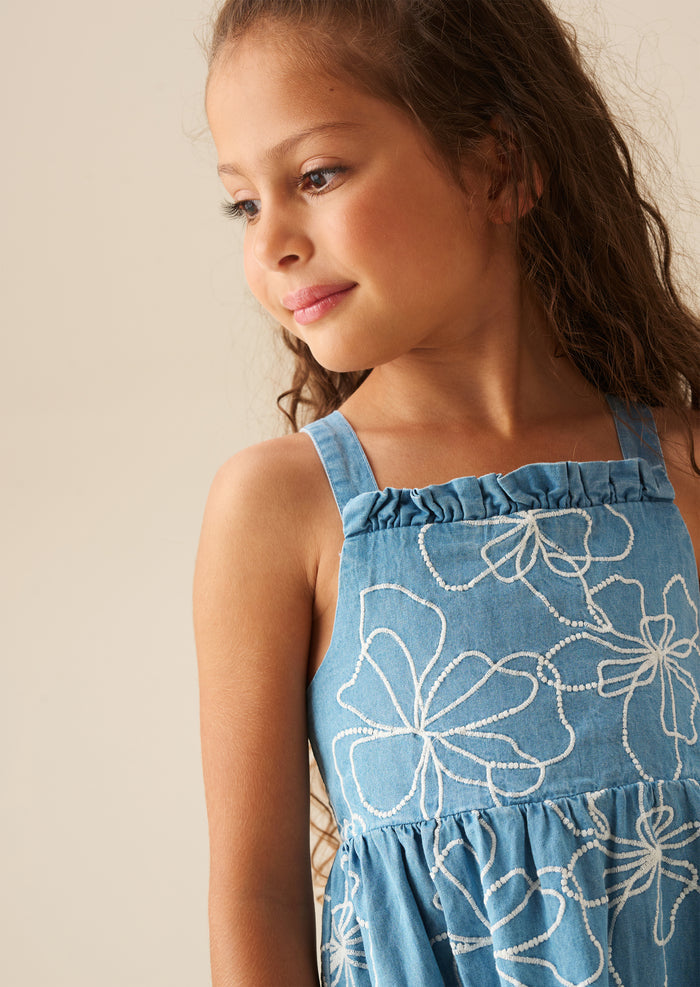 Maya Embroidered Denim Dress