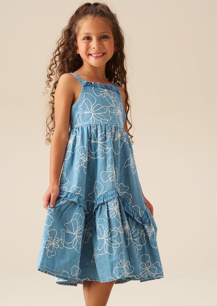 Maya Embroidered Denim Dress