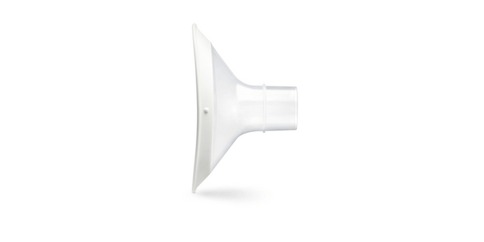 Clear plastic breast pump flange for Medela Personal Fit Flex Breast Shield, compatible with Toshi Baby products