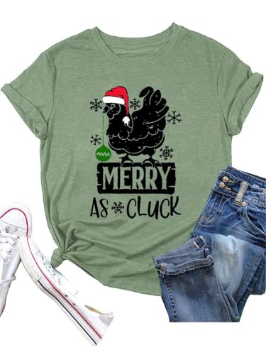 Merry As Cluck Tees Women Chicken Christmas T-Shirts