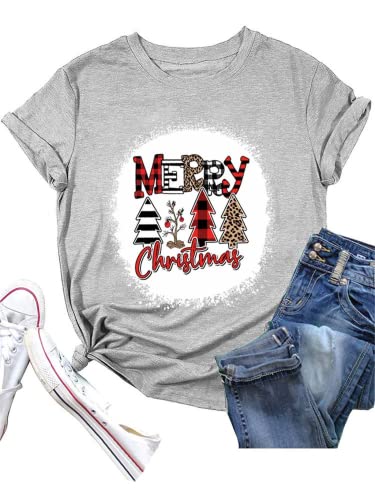 Merry Christmas T-Shirt Women Christmas Tree Shirt