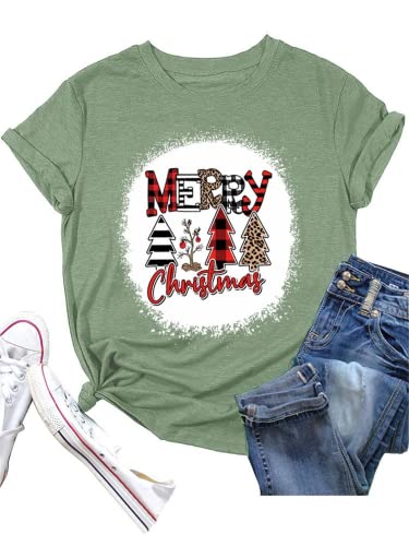 Merry Christmas T-Shirt Women Christmas Tree Shirt