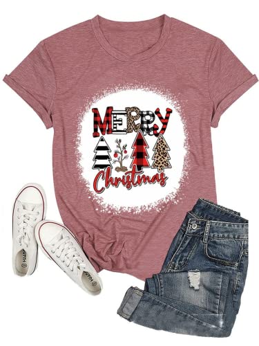 Merry Christmas T-Shirt Women Christmas Tree Shirt