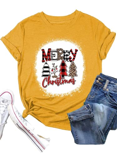 Merry Christmas T-Shirt Women Christmas Tree Shirt
