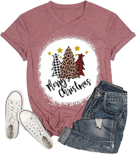 Merry Christmas Tees Women Christmas Tree T-Shirt