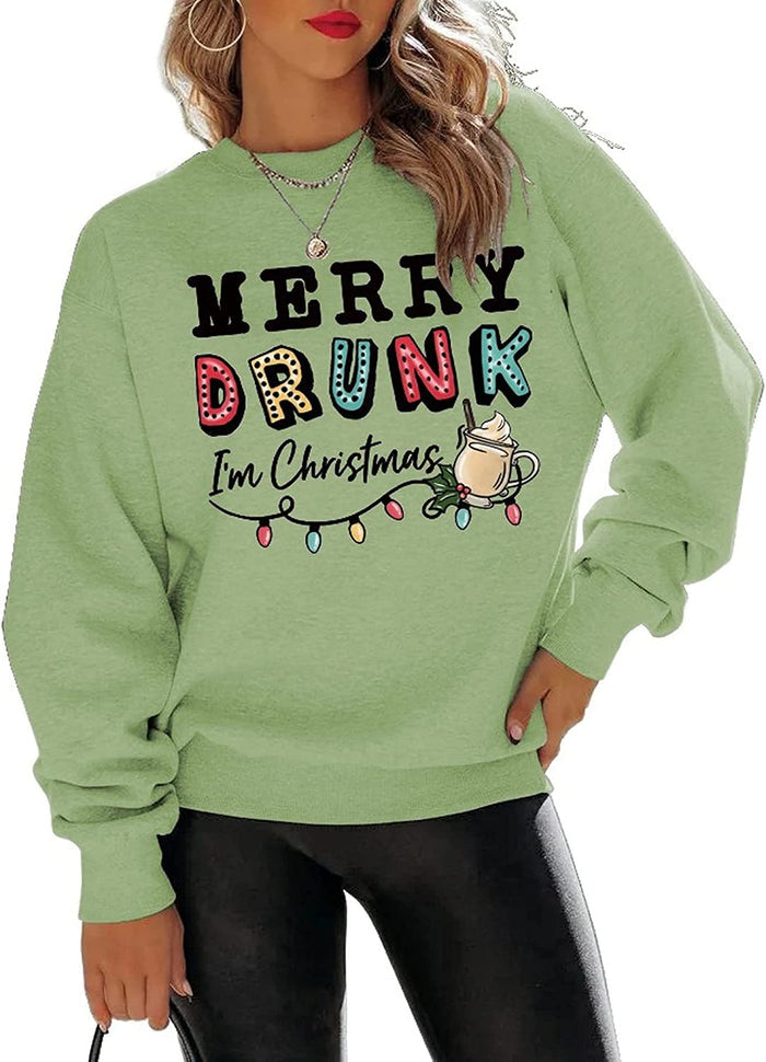 Merry Drunk I'm Christmas Sweatshirt Women Christmas Light Shirt