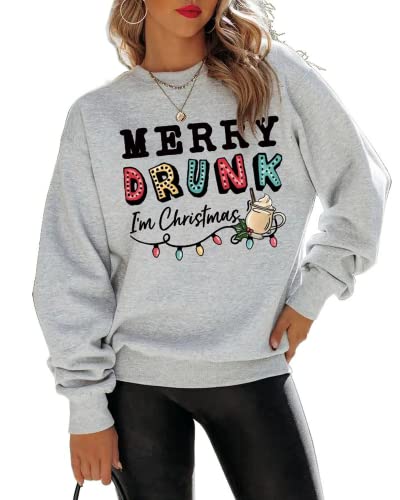 Merry Drunk I'm Christmas Sweatshirt Women Christmas Light Shirt