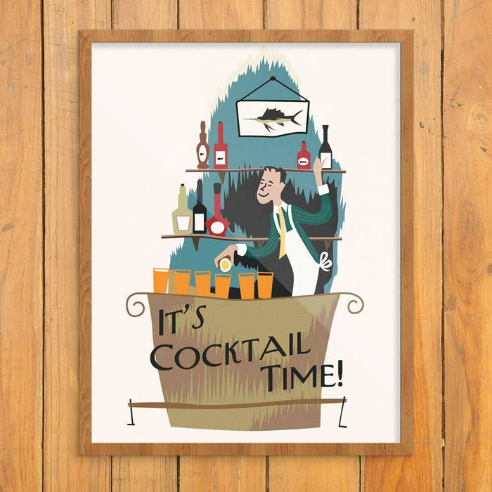 Mid-Mod Print - It's Cocktail Time Mid-Century Bartender
