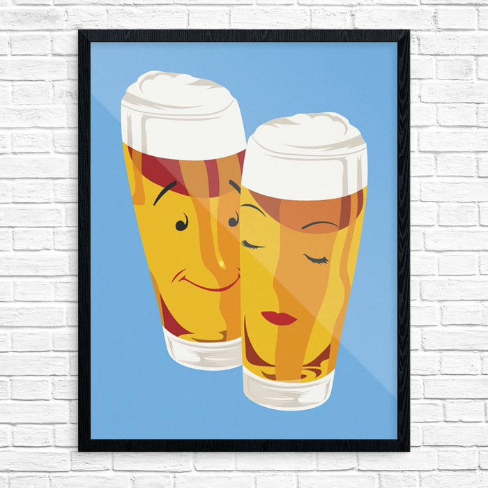 Mid-Mod Print - Tasty Beer Glass Couple