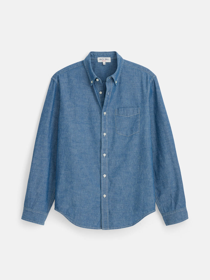 Mill Shirt in Japanese Chambray - Chambray Rinse Wash