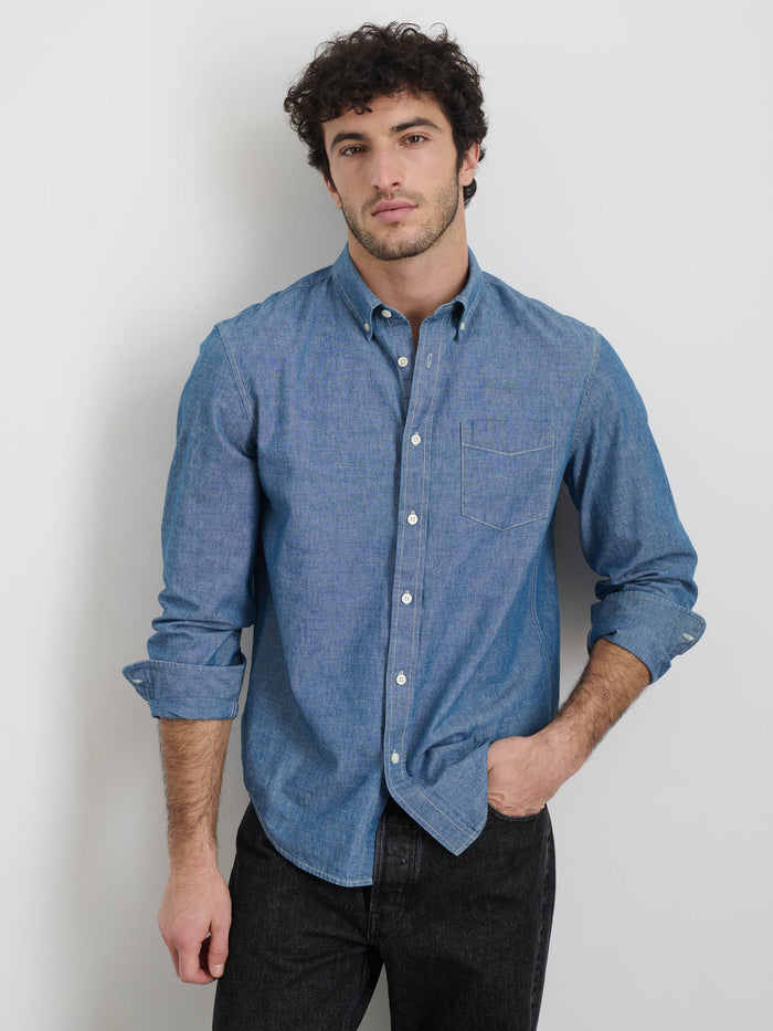 Mill Shirt in Japanese Chambray - Chambray Rinse Wash
