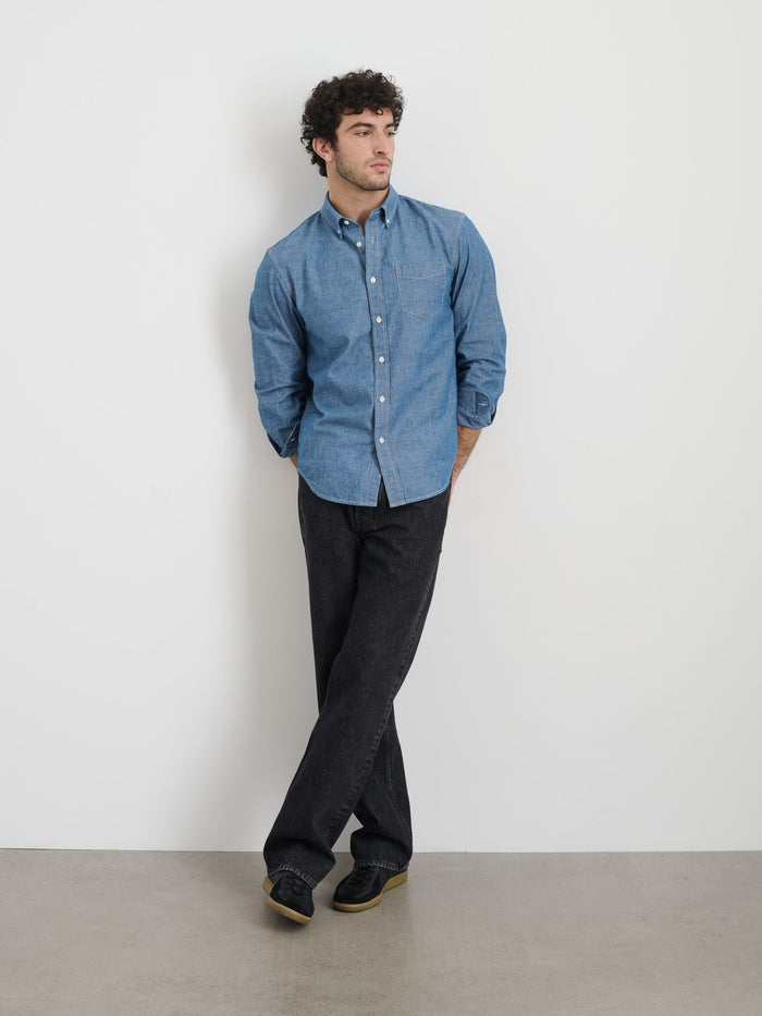 Mill Shirt in Japanese Chambray - Chambray Rinse Wash
