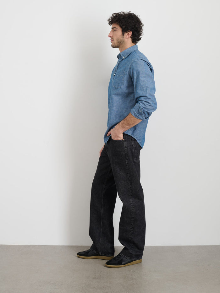 Mill Shirt in Japanese Chambray - Chambray Rinse Wash