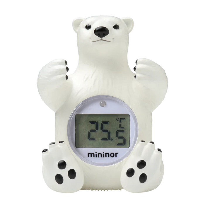 Baby bath time with Mininor Bath Thermometer Polar Bear, perfect for Toshi baby romper or baby strollers